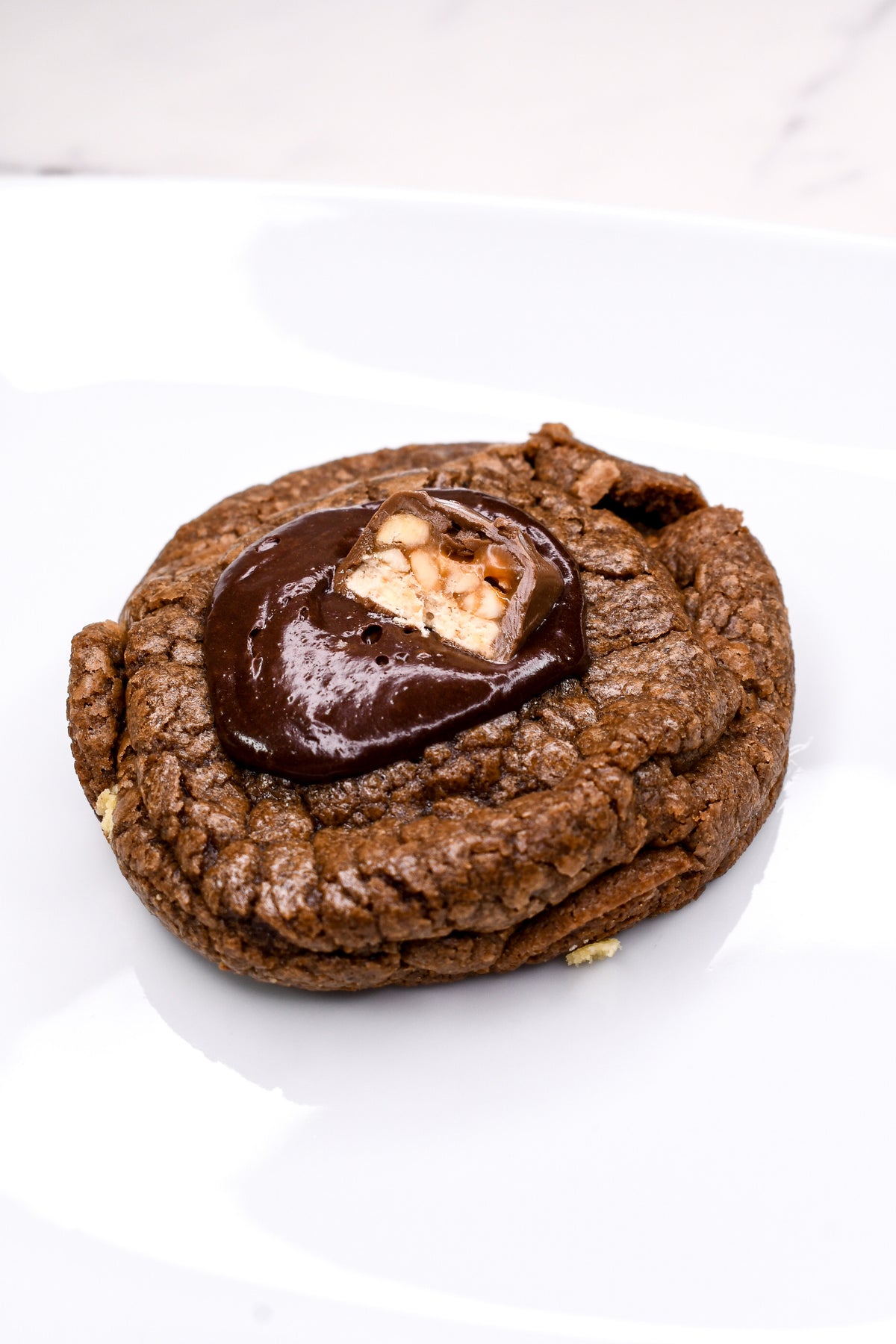 Snickers Stuffed Chocolate Cookie