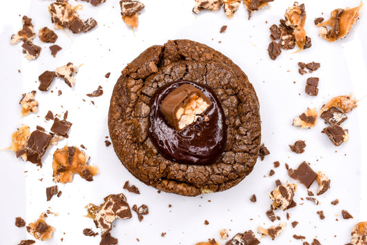 Snickers Stuffed Chocolate Cookie